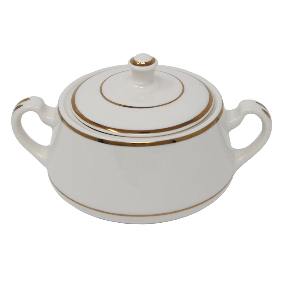 Sugar Bowl Beige With Gold Band 12 1/2 Oz