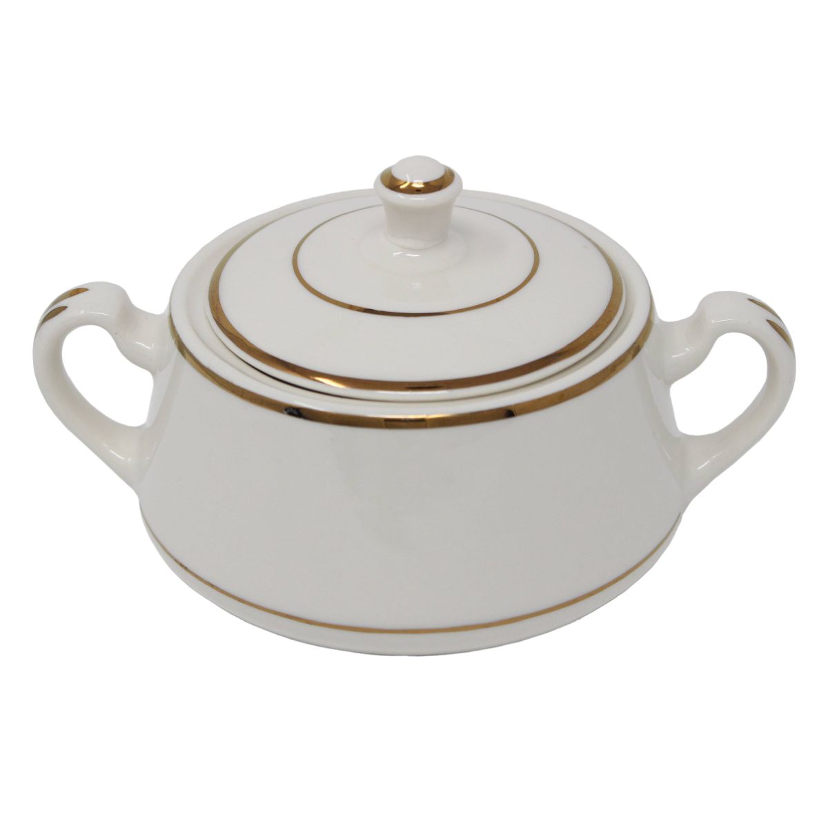 Sugar Bowl Beige With Gold Band 12 1/2 oz