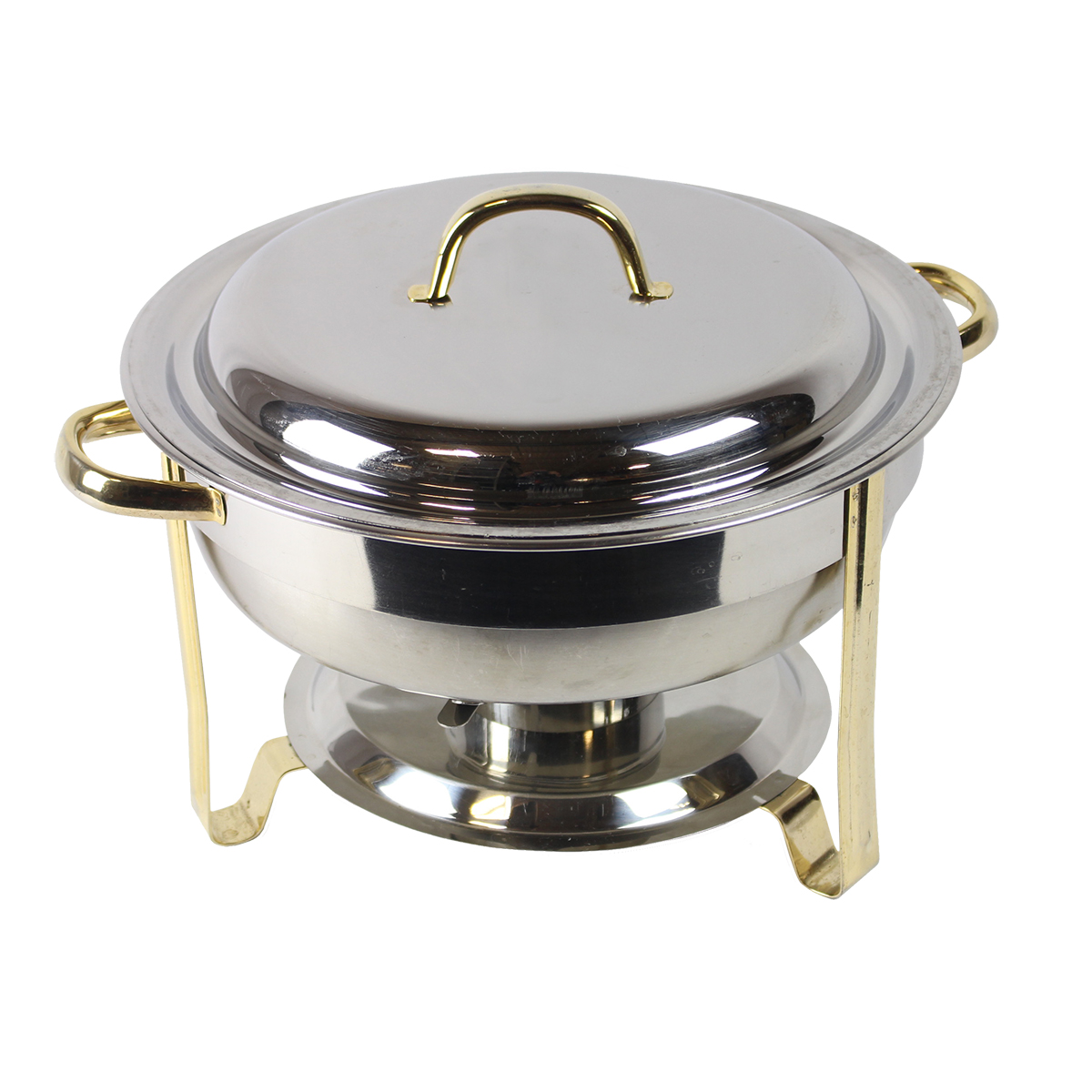 Chafer 4qt Round with Brass Trim