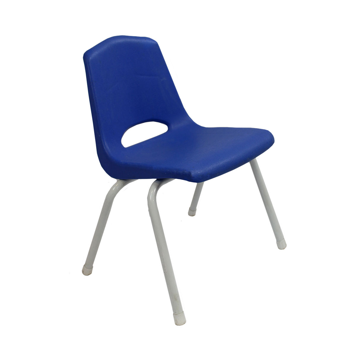 Chair Blue Seat White Leg Stacking Child Size 14
