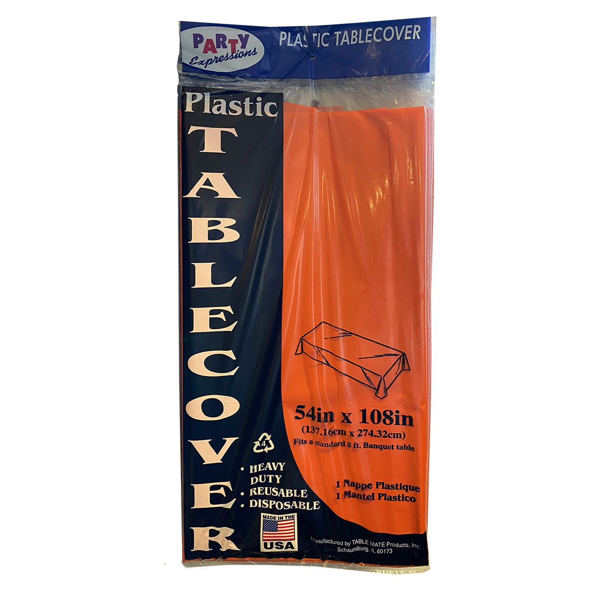 54x108 Orange Plastic Tablecover