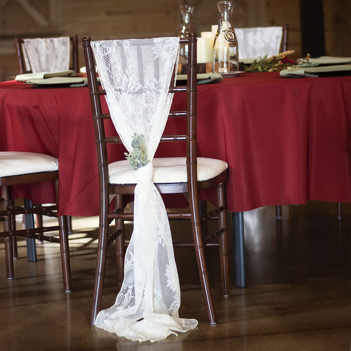 108" Round Terra Cotta Solid Tablecover on 72" Round